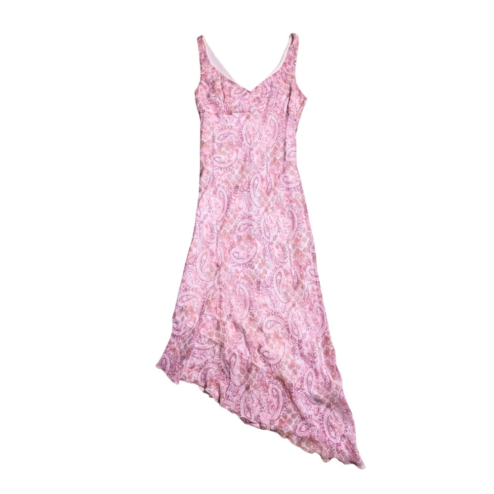 Byer Too Pink Paisley Asymmetrical Handkerchief Hem Midi Dress
